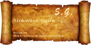 Sinkovics Gyula névjegykártya